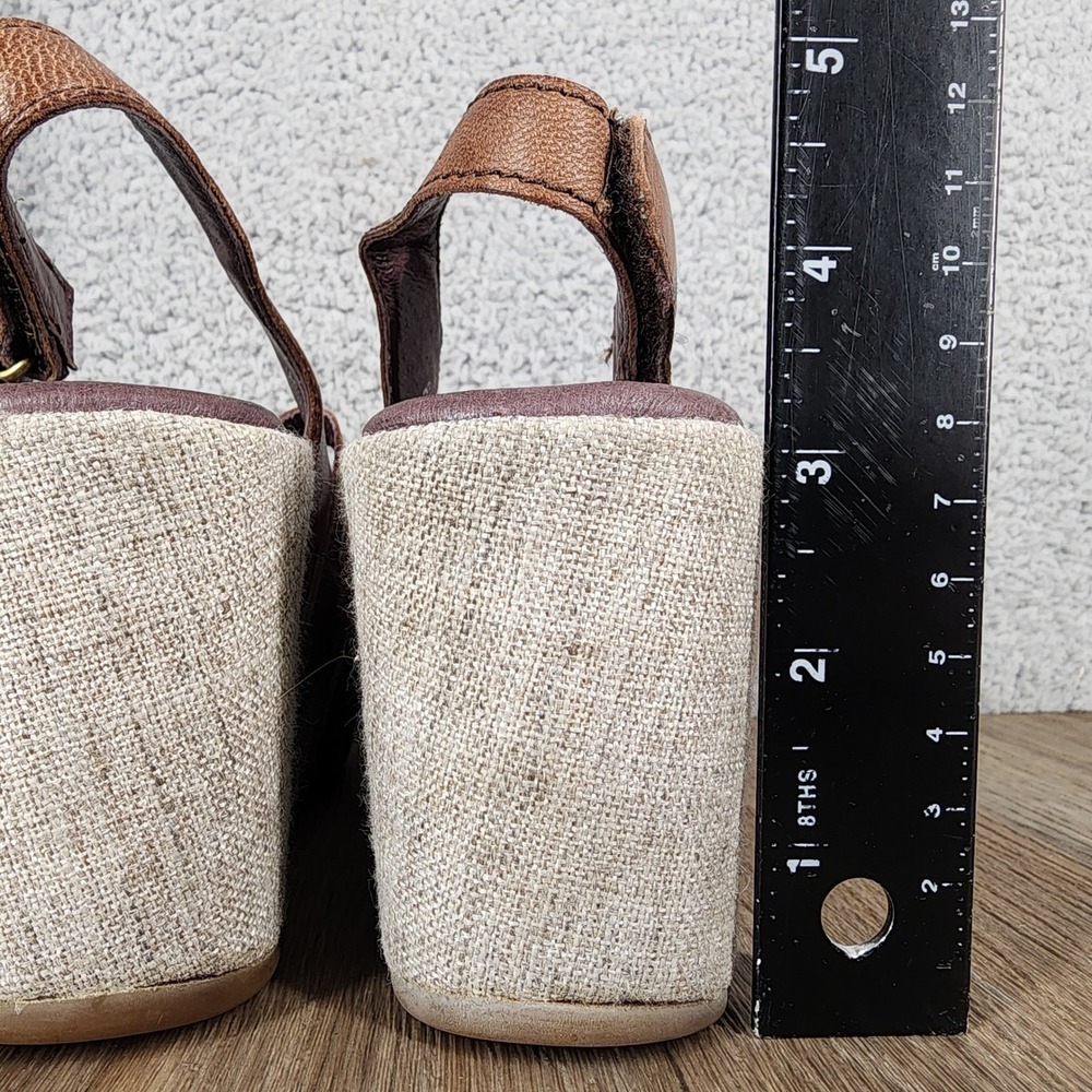Antelope Sz 36 US 6 Slingback Wedge Sandals Brown Leather Strappy Platform Shoes - Picture 6 of 12